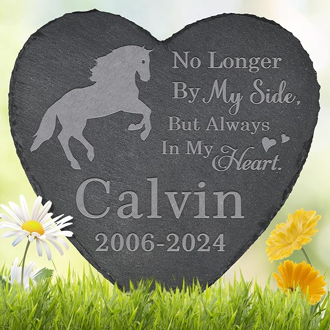 Pet Memorial Stone Horse - Horse Headstone - Horse Memorial Stone - Horse Memorial Gifts - Loss of a Horse - Horse Loss Gifts (Heart-Shaped)