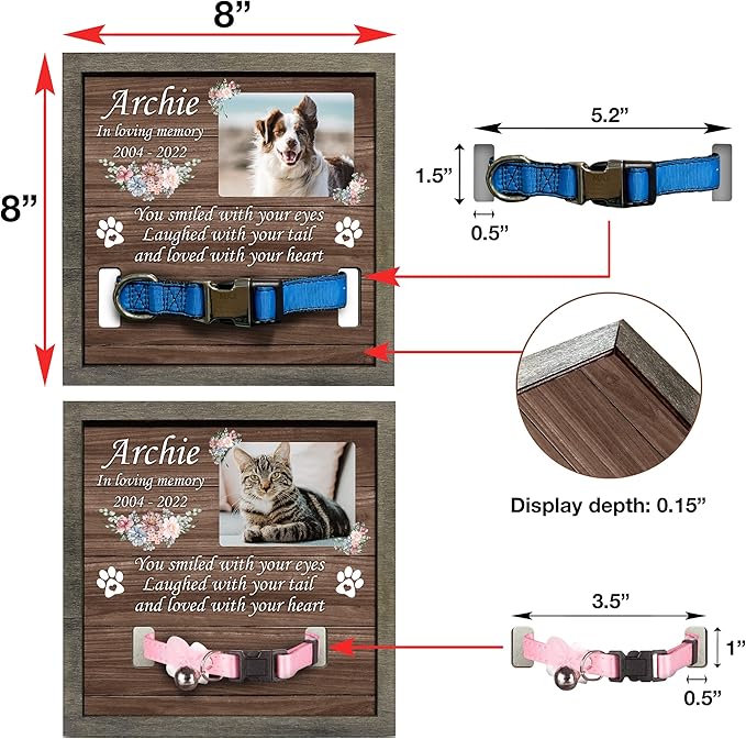 Personalized Dog Collars Pet Loss Gifts Dogs Grieving Picture Frame Pet Remembrance Heartfelt Sentimental Quote Memorial Plaques for Dogs and Cat Picture Frames Christmas Plaque Birthday Gifts