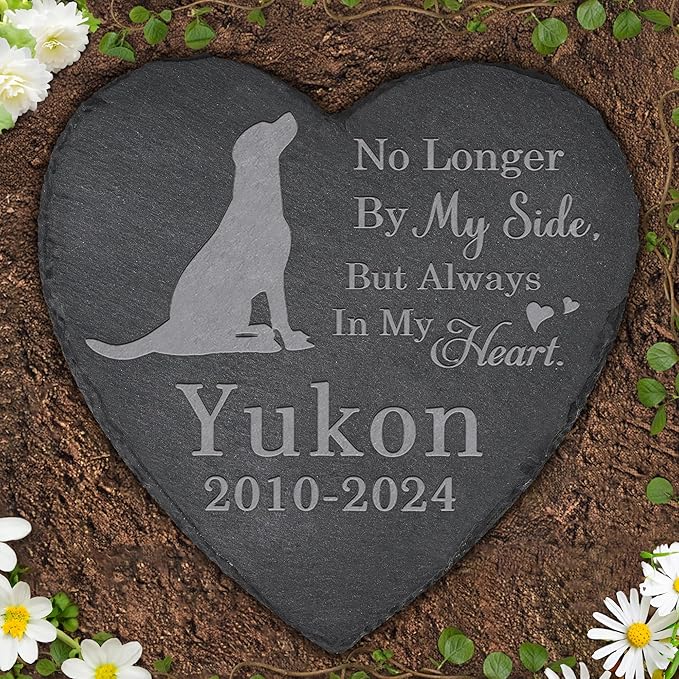 Pet Memorial Stone Dog - Dog Headstone - Dog Memorial Stone - Memorial Gifts for Dog - Loss of a Dog - Dog Loss Gifts (Heart-Shaped)