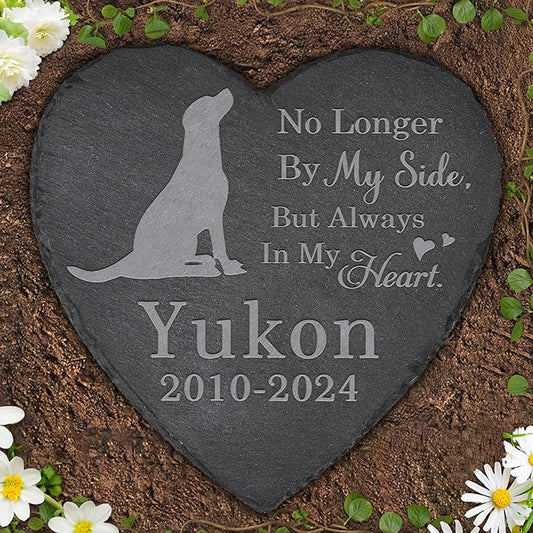 Pet Memorial Stone Dog - Dog Headstone - Dog Memorial Stone - Memorial Gifts for Dog - Loss of a Dog - Dog Loss Gifts (Heart-Shaped)