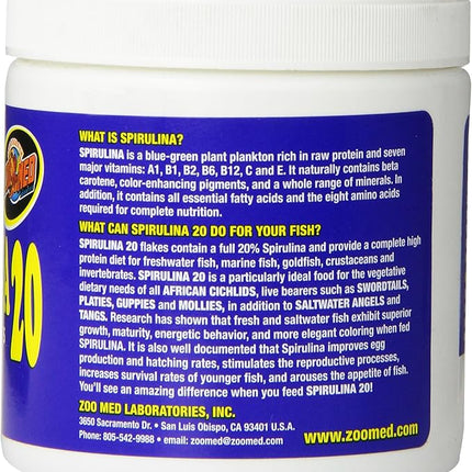 Zoo Med Laboratories AZMAFS1 Aquatrol Spirulina 20 Flake, 1-Ounce
