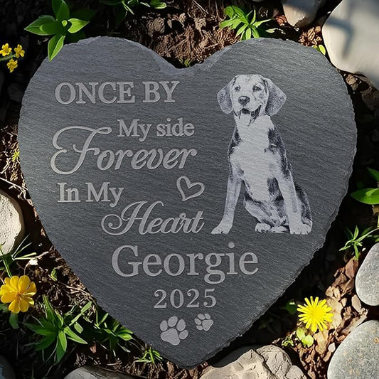 Pet Memorial Stone, Dog Memorial Stone, Dog Memorial Gifts for Loss of Dog, Pet Memorial Gifts, Loss of Pet Sympathy Gift, in Loving Memory Pet - Once by My Side - Heart Shaped