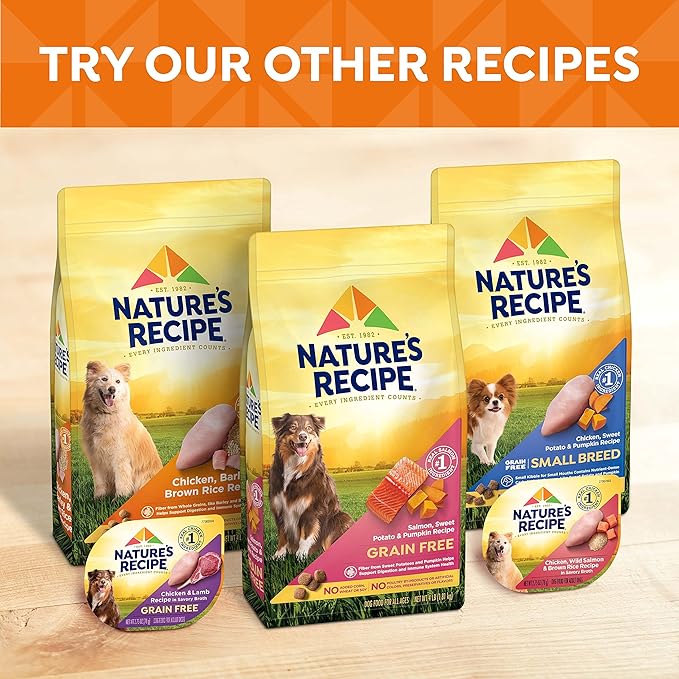 Nature′s Recipe Grain Free Salmon, Sweet Potato & Pumpkin Recipe Dry Dog Food, 4 lb. Bag (Pack of 2)