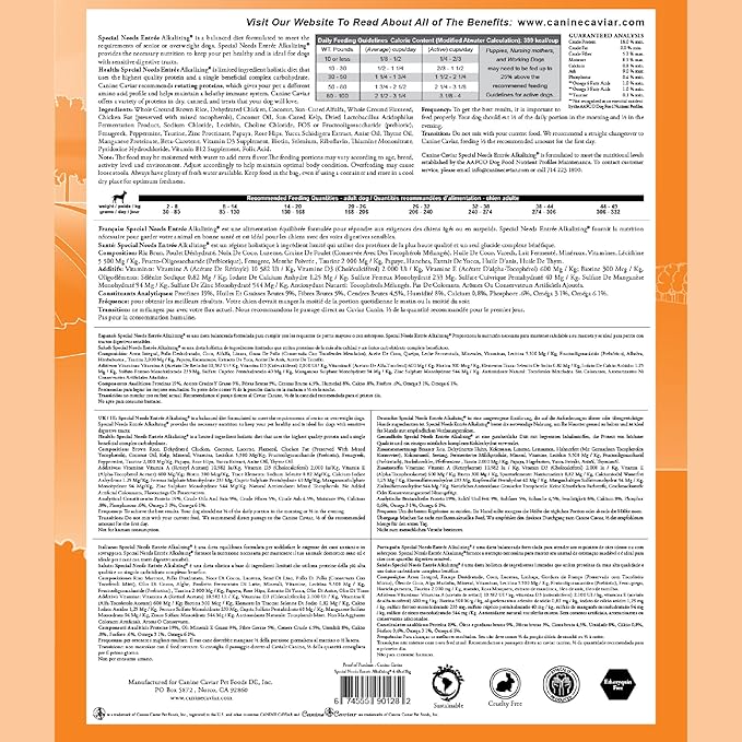 Canine Caviar - Special Needs: Chicken & Brown Rice Alkaline Dry Dog Food, Limited Ingredients, Gluten-Free, Based on Science & Research, Veterinary Alternative Diet (4.4 Pound Bag)