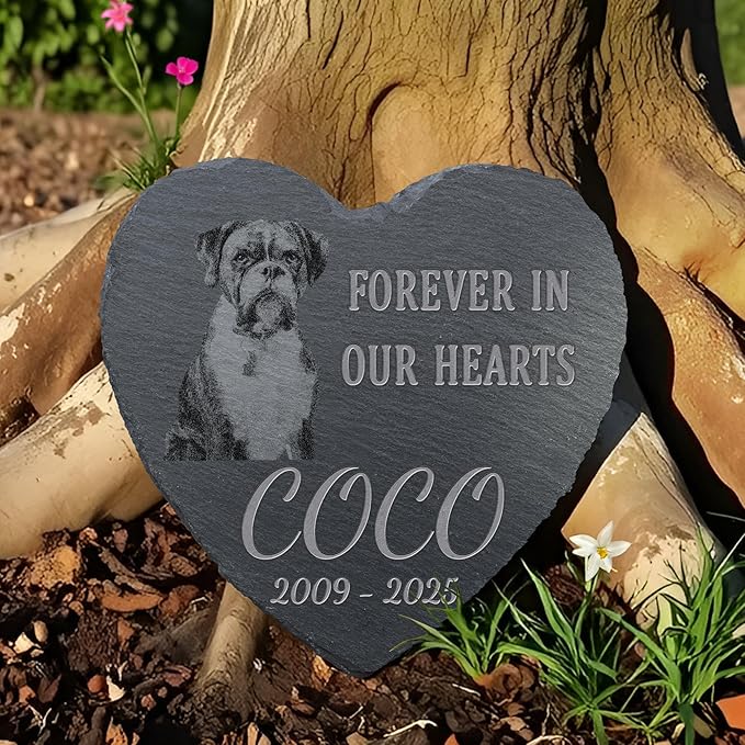 Personalized Pet Memorial Stone, Dog Memorial Gifts, Pet Loss Sympathy Gift, in Memory of Dog Cat - in Our Hearts（Heart）