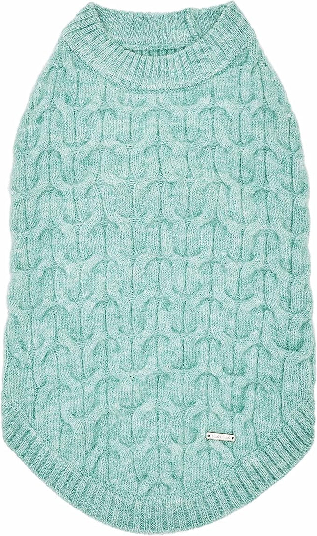 Blueberry Pet Classic Fuzzy Knit Dog Sweater, Crew-Neck Pullover in Heathered Jade, Christmas Style, 10” Back Length, Super-Soft & Cozy