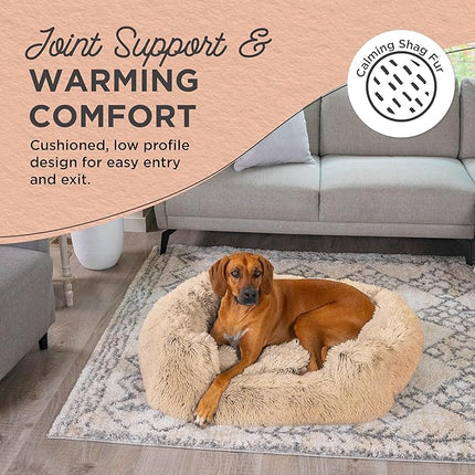 Best Friends by Sheri Shag Lounge Bed Calming Faux Fur Dog Bed, Taupe, Large 36" x 27"