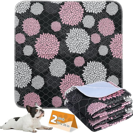 KOOLTAIL Washable Pee Pads for Dogs, 2 Pack Super Absorbent Reusable Puppy Training Pads Waterproof, Nonslip and Leak-Proof Dog Pee Pads, Large Pet Mats Whelping Pads for Floor, Crate, Couch, 36"x36"