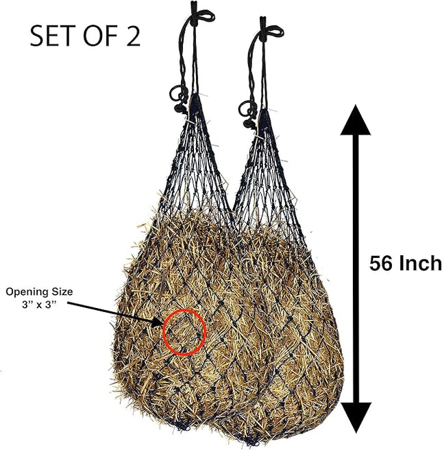 Majestic Ally Hay Net, Set of 2, Length - 54”, Holes 3"x3" for Horses