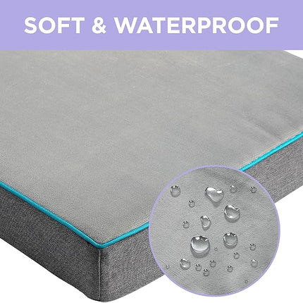 LE SURE Washable Dog Bed Cover Replacement - Large Size Flannel Plush Fleece Cover for Orthopedic Pet Mat 35x22x3 Inches, Grey
