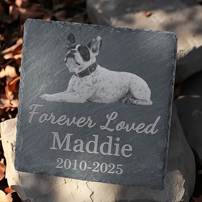 Personalized Pet Memorial Stone, Dog Memorial Gifts, Pet Loss Sympathy Gift, in Memory of Dog Cat - Forever Loved（Square）