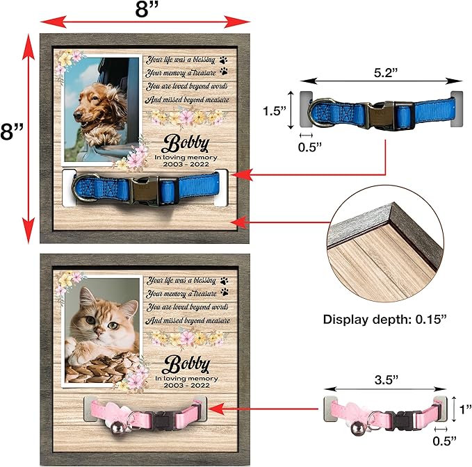 Memorial Gifts Customized Dog Picture Frame Dog Loss Sympathy Gift Personalized Dog Gifts Memorial Plaques Personalized for Pet Passed Cat Memorial Picture Frame Best Ever