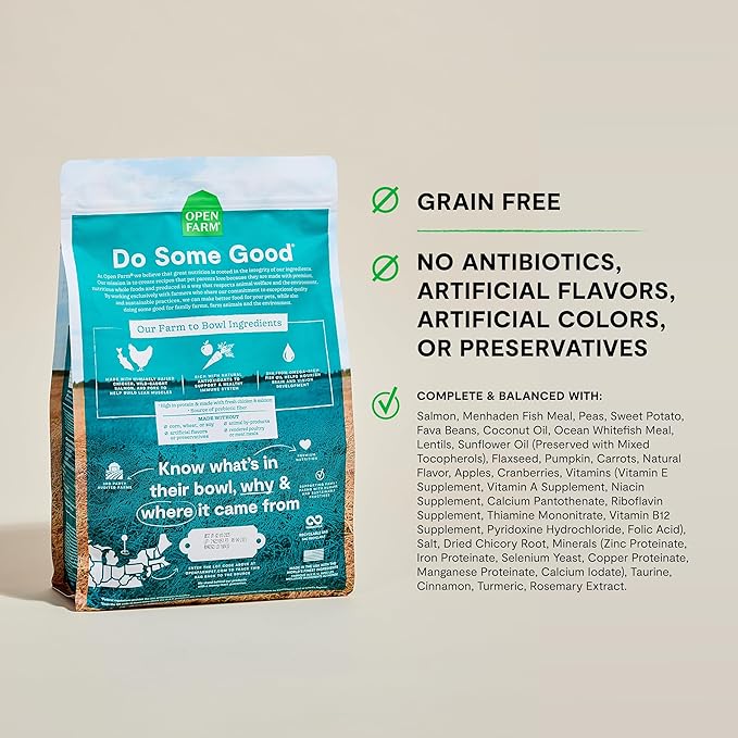 Open Farm, Grain-Free Dry Dog Food for Puppies, Protein-Packed Kibble, Sustainably & Ethically Sourced Ingredients, Non-GMO Veggies & Superfoods, Chicken & Salmon Puppy Recipe, 22lb Bag