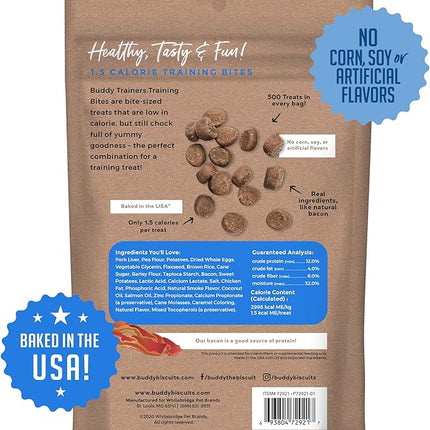 Buddy Biscuits Trainers 10 oz. Pouch of Training Bites Soft & Chewy Dog Treats Made with Bacon Flavor (Pack of 2)