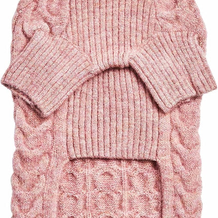 Blueberry Pet Classic Fuzzy Textured Knit Pullover Turtle-Neck Dog Sweater in Rainbow Pink, Back Length 20", Pack of 1 Clothes for Dogs