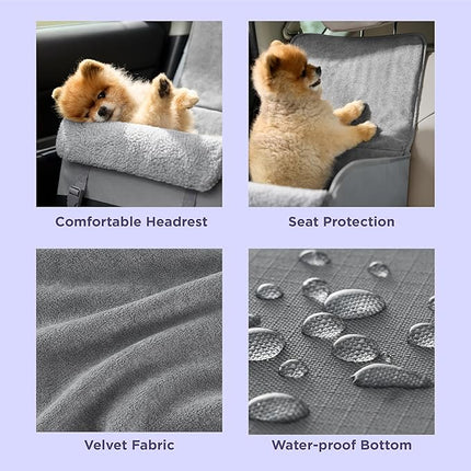 Lesure Dog Car Seat for Small Dogs, Foldable Pet Car Seat with Clip-On Safety Leash, Waterproof Puppy Booster Car Seat for Small Pets Under 25lbs, Portable Doggie Carseat Travel Carrier Bed, Grey