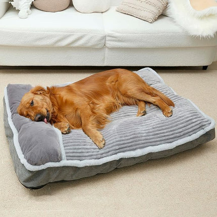 Dog Bed for Large Dogs, Dog Mattress with Pillow for Crate Kennel, Sofa pet Bed, Super Soft pet Bed for Medium, Jumbo, Small Dogs Breeds (Grey, Large-2:(36"x23"x3")