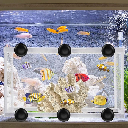 2 Pieces Fish Tank Breeder Net Mesh Breeder Box Fish Hatchery Isolation Separation Net Plastic Frame Fry Hatchery Incubator Mesh Breeding Box with Suction Cup for Aquarium