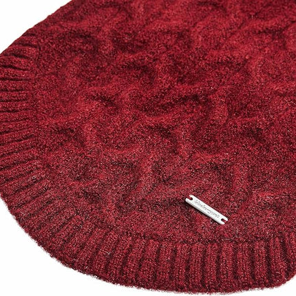 Blueberry Pet Classic Fuzzy Textured Knit Pullover Crew-Neck Dog Sweater in Burgundy Red, Back Length 22", Pack of 1 Clothes for Dogs