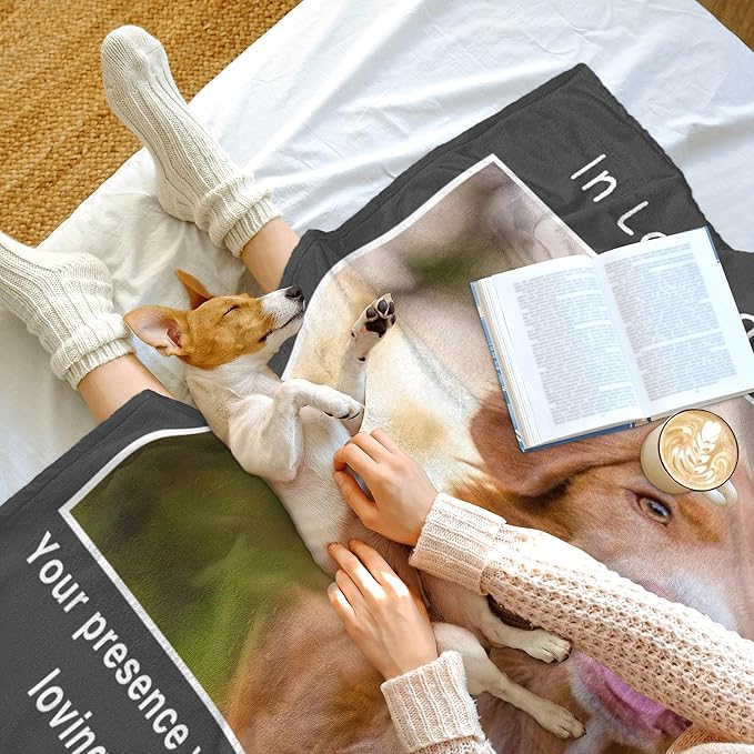 Custom Blankets with Photos, Dog Memorial Gifts for Loss of Dog, Personalized Blanket with Pet Name, Bereavement Gift for Loss of Dogs, Pet Memorial Gifts for Cat