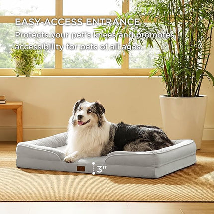 Bedsure XL Orthopedic Dog Bed for Extra Large Dogs - Washable XLarge Dog Cat Bed Waterproof, Comfort Dogs Couch Sofa with Washable Removable Cover, Pet Bed with Nonskid Bottom, Light Grey, 42"