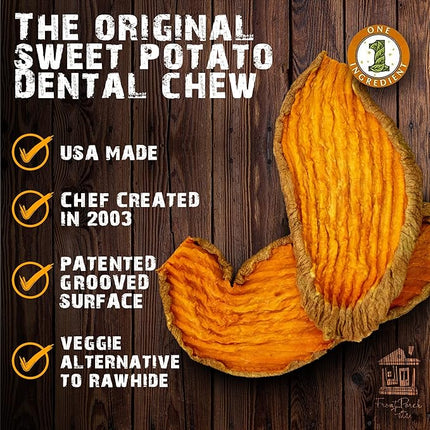Sam's Yams Sweet Potato Dog Treats, Healthy Dog Treats for Small, Medium, and Large Breed Dogs - Made in USA, High Fiber, Vegan Dental Chews - Veggie Rawhide, Sweet Potato Dog Chewz, 14oz Single Pack