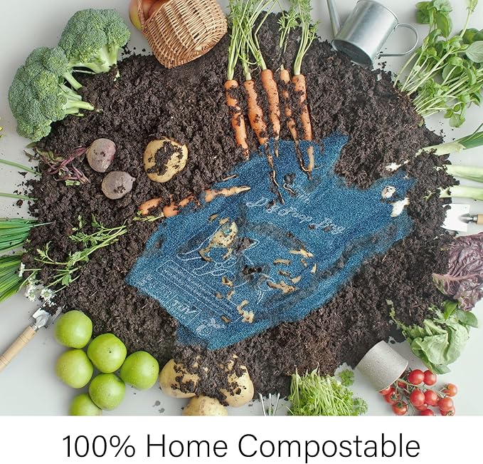 Compostable Dog Poop Bags with Handles, Dog Bags for Poop, Doggie Poop Bags, Plant-Based, Extra Thick & Leak Proof, Unscented, 9 x 13 Inches, 84 Count with Holder