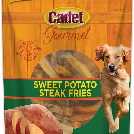 Cadet Gourmet Sweet Potato Steak Fries, Healthy Natural Chewy Dog Treats, Single-Ingredient, for Small & Large Dogs, 1 Pound