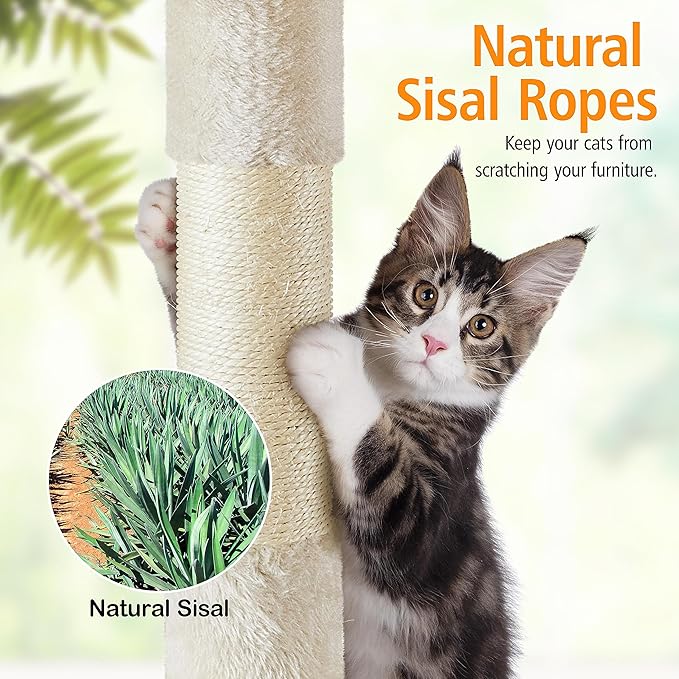 Yaheetech XL Cat Tree, 80in Multi-Level Tower w/Scratching Posts, Double Condo, Perched Platforms & Dangling Balls, Cat Stand House for Kittens