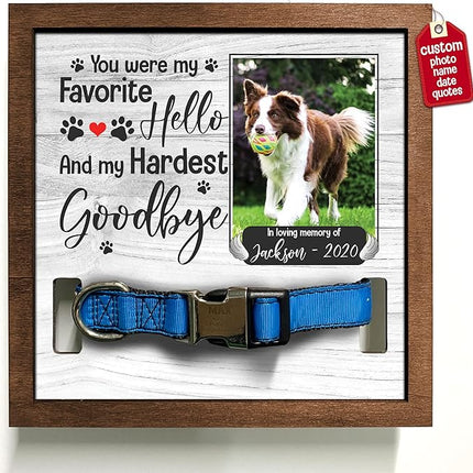 Bfi Gift Personalized Dogs Picture Frame Collar Keepsake Memorial Pet Frames Bereavement Gifts Wood Frame Deceased Dogs Gifts Grieving Pet Passing Away Picture Upload Meaningful Birthday Idea