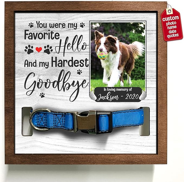 Bfi Gift Personalized Dogs Picture Frame Collar Keepsake Memorial Pet Frames Bereavement Gifts Wood Frame Deceased Dogs Gifts Grieving Pet Passing Away Picture Upload Meaningful Birthday Idea