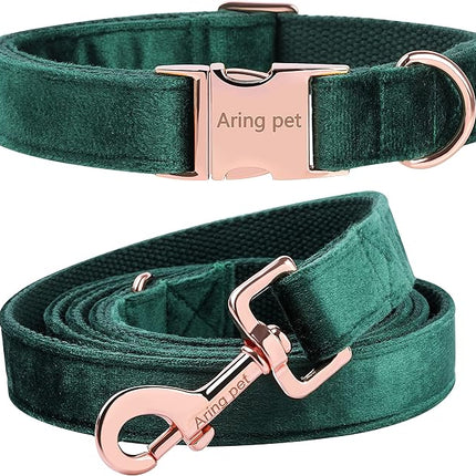 ARING PET Velvet Dog Collar and Leash Set, Soft Dog Collar and Leash, Adjustable Collars for Dogs