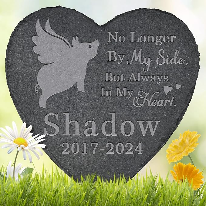 Pet Memorial Stone Pig - Pig Headstone - Pig Memorial Stone - Pig Memorial Gifts - Loss of a Pig - Pig Loss Gifts (Heart-Shaped)