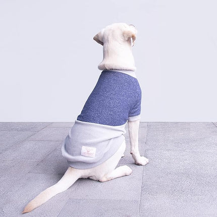 Large Dog Color Block Sweaters Warm Clothes Pullover Sweatshirts for Pitbull Labrador, Blue Grey, 4X-Large