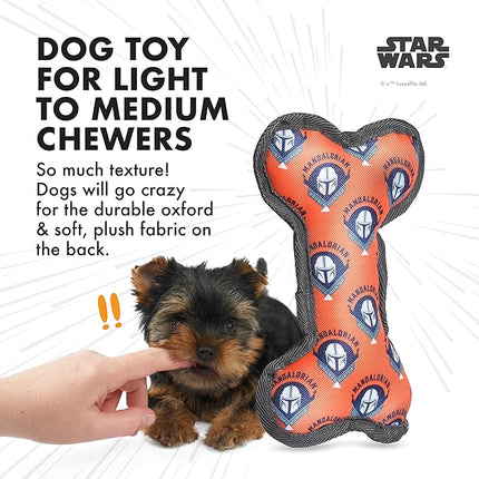 STAR WARS The Mandalorian: Mando Oxford Bone Squeak Toy Dog Toy from STAR WARS & The Mandalorian Bone-Shaped Squeaker Toy STAR WARS Squeaky Chew Toy for Dogs,8 Inch