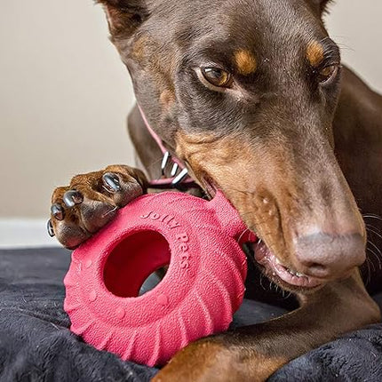 Jolly Pets Tuff Treader Dog Toy with Handle, 6 Inches, Red, Model:JTR23, All Breed Sizes