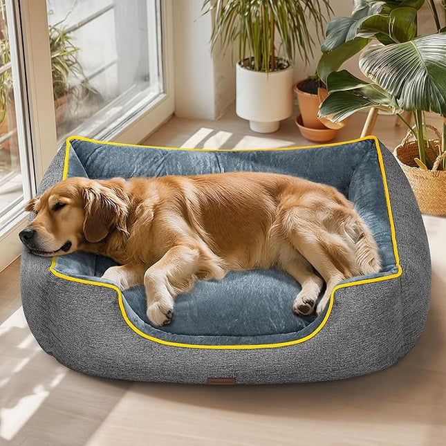 Large Orthopedic Dog Bed 36" Washable with Removable Cover, Waterproof & Non-Slip Base, Year-Round Comfort with Cooling/Warming, Dual-Layer Interior Padding for Support and Softness, Grey