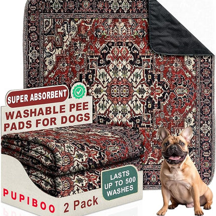 PUPIBOO Washable Pee Pads for Dogs and Cats - Super Absorbent Reusable Puppy Training Pads - 100% Waterproof, Leak-Proof & Non-Slip Whelping Pads for Pet Housebreaking