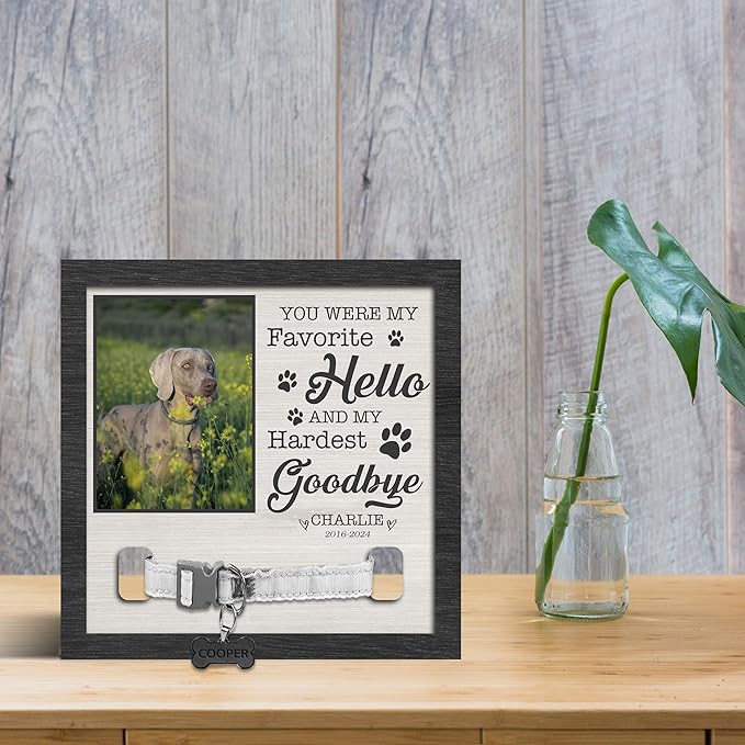 Nazenti Dog Collar Keepsake Frame, Pet Loss Gift, Memorial Sympathy Gifts for Loss of Dog, Passing Away Sympathy Picture Frame, Cat Loss Gift, Rainbow Bridge Pet Memorial Gifts, Custom Collar Frame