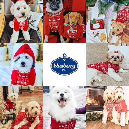 Blueberry Pet Dog Fleece Vest - Soft & Lightweight Ugly Christmas Sweater for Small Dogs, Award Winning Brand, 12" Back Dog Christmas Sweater, Reindeer & Snowflake