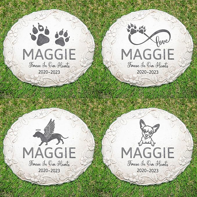 262 Personalized Dog Memorial Stone Designs – Outdoor Weatherproof Pet Memorial Stone for Headstone, Tombstone, Gravestone, and Grave Marker – Dog Memorial Gifts for Loss of Dog