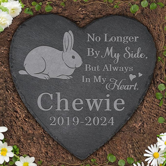 Pet Memorial Stone Rabbit - Rabbit Headstone - Rabbit Memorial Stone - Rabbit Memorial Gifts - Loss of a Rabbit - Rabbit Loss Gifts (Heart-Shaped)