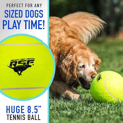 Franklin Pet Supply Co. Ready Set Fetch Oversized Dog Tennis Ball - 8.5" Jumbo Size - Pump Included