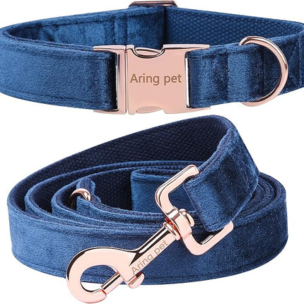 ARING PET Velvet Dog Collar and Leash Set, Soft Dog Collar and Leash, Adjustable Collars for Dogs