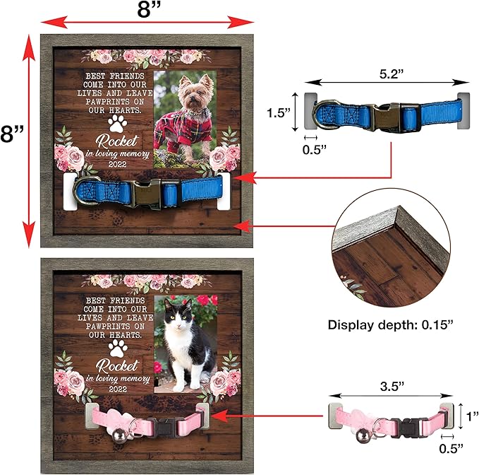 Customized Pet Memorial Frame Wood Dog in Picture Deceased Pet Personalized Dog Remembrance Animal Passing Away Wood Gifts Puppy Picture Frames Gifts for Pet Owners Christmas Tabletop Plaque