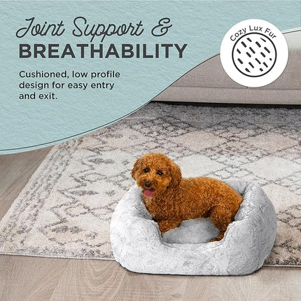 Best Friends by Sheri Lux Lounge Bed Calming Faux Fur Dog Bed, Gray, Small, 20" x 15"