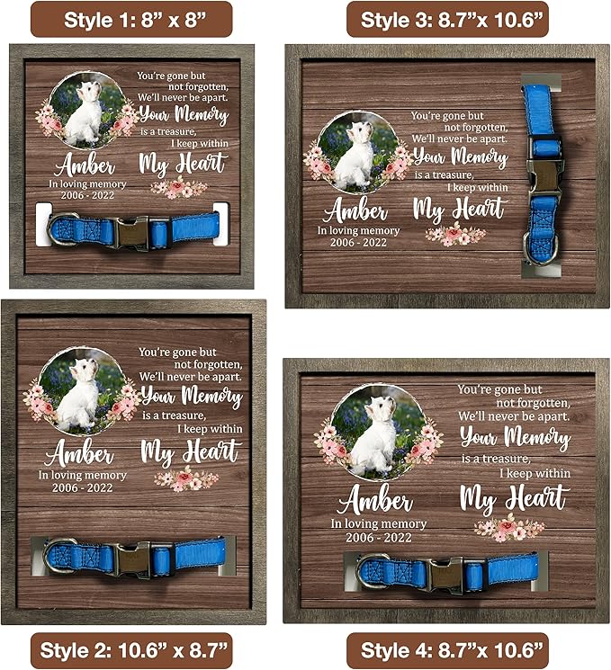 Personalized Pet Loss Gifts Dog Picture Collar Frame Pet Remembrance Memorial Memorial Frames for Pictures Sympathy Gifts Keepsake BereavementFunerary Decor Wall