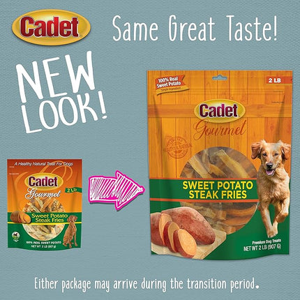 Cadet Gourmet Sweet Potato Fries Dog Treats - Healthy & Natural Sweet Potato Dog Training Treats for Small & Large Dogs - Inspected & Tested in USA (2 lbs.)