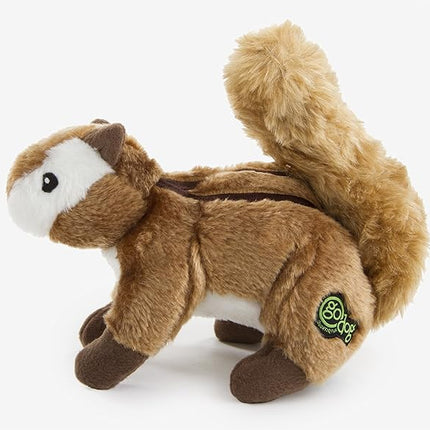 goDog Wildlife Chipmunk Squeaky Plush Dog Toy, Chew Guard Technology - Brown, Large
