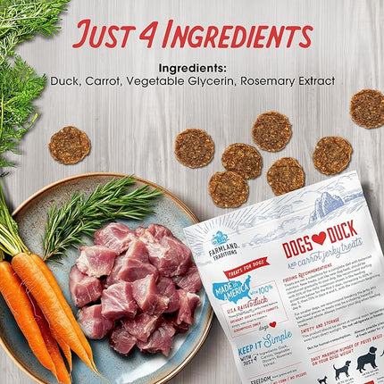 Farmland Traditions Filler Free Dogs Love Duck & Carrot Premium Jerky Treats. (5 oz)